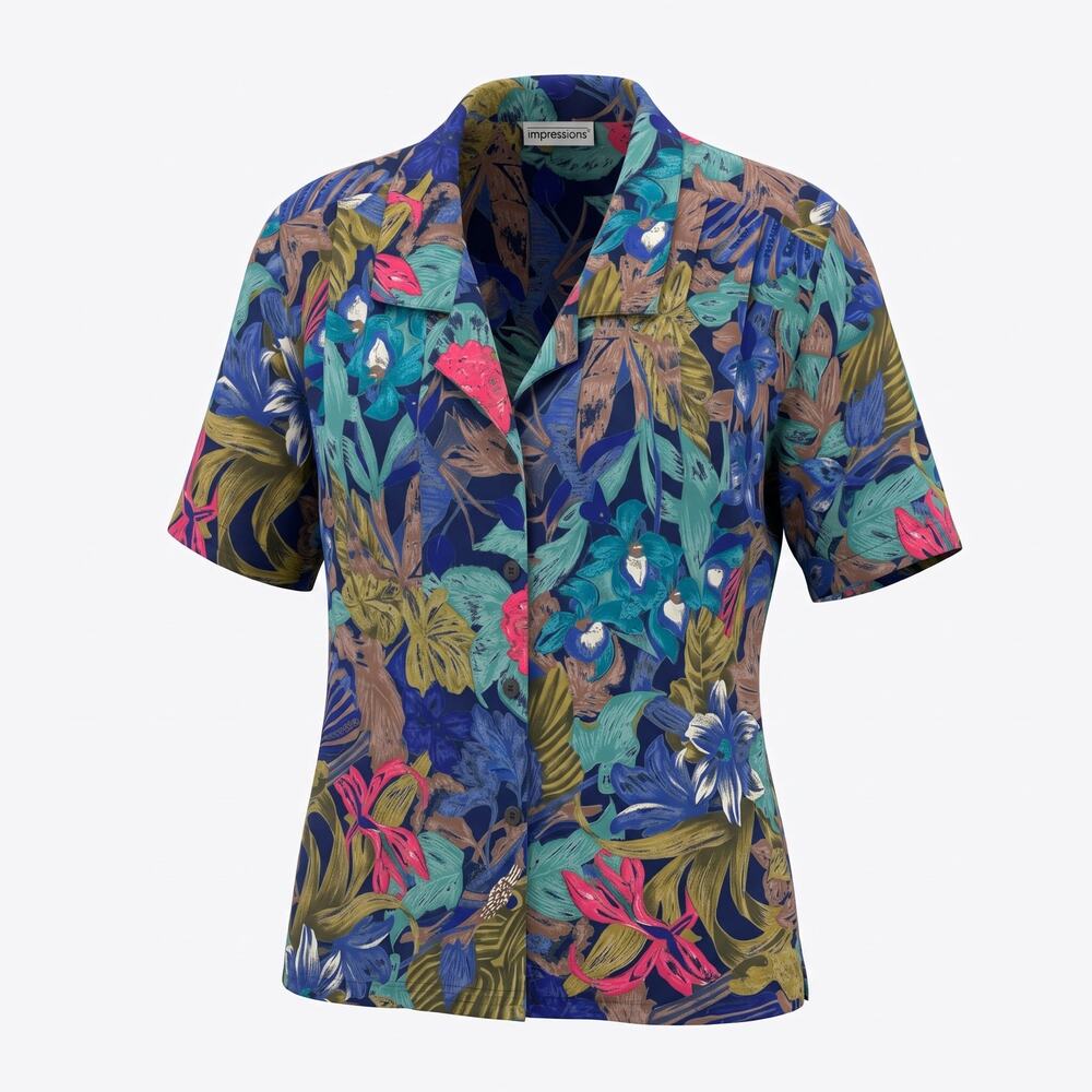 Vintage Impressions of California Tropical Floral Shirt Womens M 80s 90s